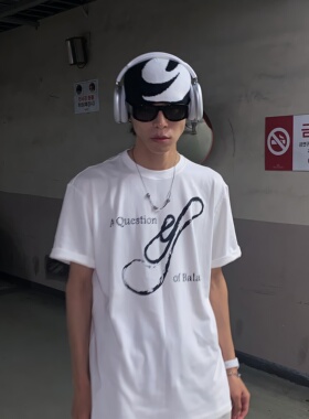 [REコンテナ] 韩版小众ins款复古白色简约字母印花宽松短袖T恤衫