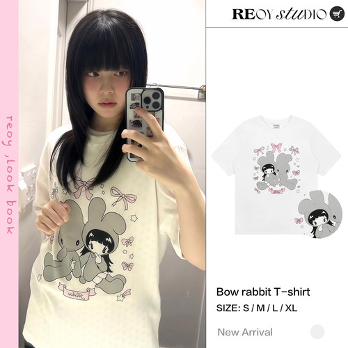 REOY STUDIO定制NewJeans丹尼尔同款可爱软萌小兔子女孩短袖T恤女