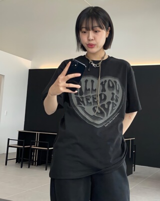 ADOFFNEEDLOVE爱心印花情侣T恤