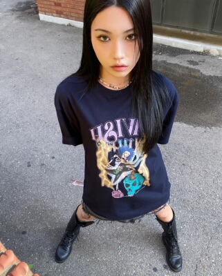 CAVISH韩系摇滚骷髅印花T恤