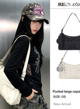 REOY Stu”Wendy同款fennec韩版爱心豹纹高级感手提包斜挎腋下包