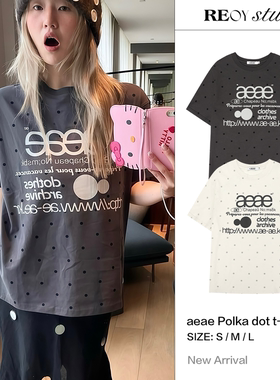 REOY Stu”韩版aeae波点字母潮流印花经典夏宽松纯棉短袖T恤男女