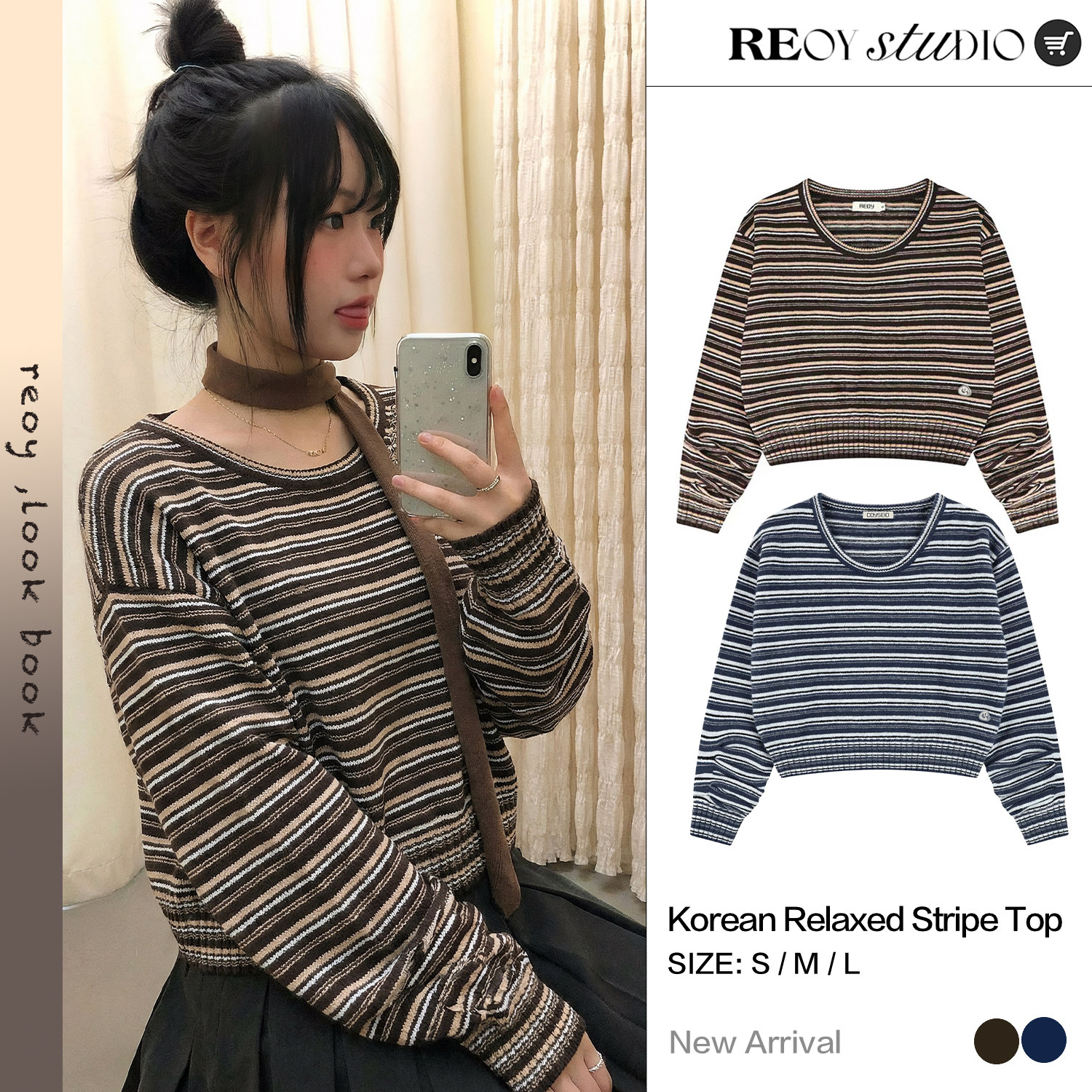 NEW 12.12｜韩系亚麻复古撞色编织彩条纹针织衫6%羊毛混纺厚毛衣