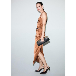 西班牙欧洲正品代购 MANGO 女士 不对称缎面连衣裙  17029108