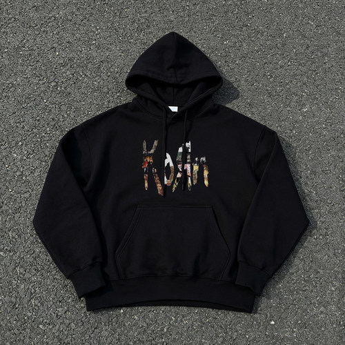 Korn 科恩乐队拼贴 Logo 美式复古圆领连帽卫衣暗黑摇滚套头上衣