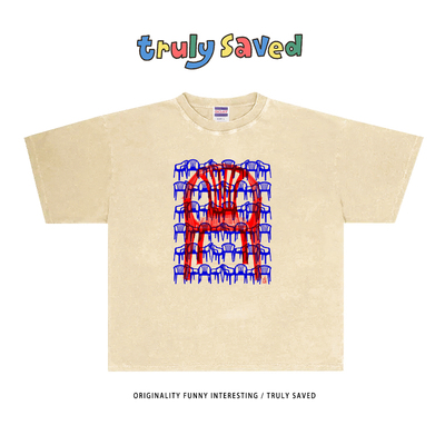 Truly saved 艺术家椅子设计印花短袖T恤男女高级感宽松纯棉半袖