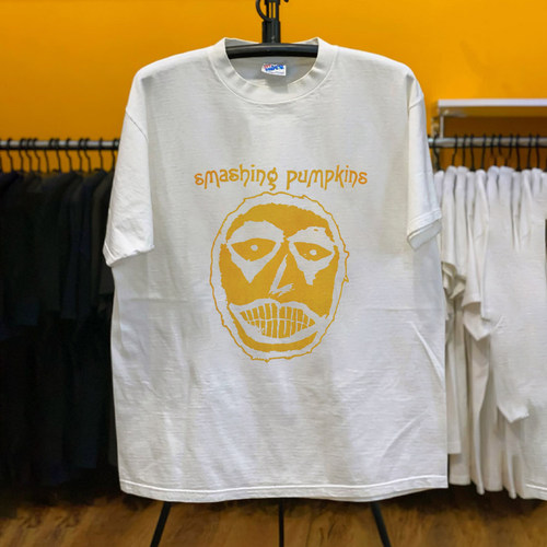 复古潮牌设计感鬼脸印花Smashing Pumpkins碎南瓜乐队摇滚短袖T恤