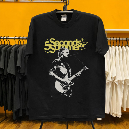 5 Seconds of Summer五秒盛夏乐队现场剪影印花流行朋克棉短袖T恤