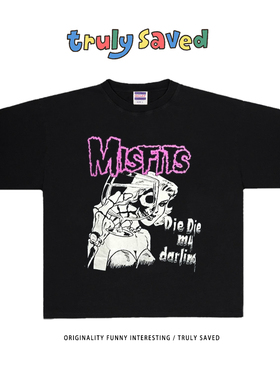 250克重磅纯棉！Misfits嘻哈摇滚风 欧美潮牌潮流趣味黑色短袖T恤