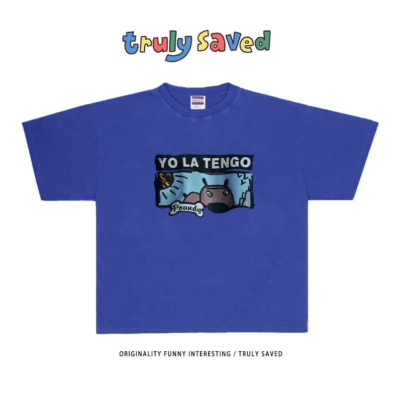 250克重磅纯棉！INS可爱卡通印花“Yo La Tengo”西班牙语短袖T恤