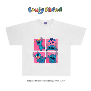 ART 史迪仔hiphop卡通动画潮牌T恤设计感阿美咔叽vintage Fashion