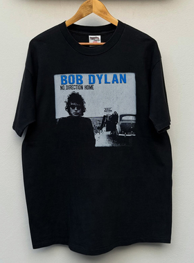 BOB DYLAN乐队印花短袖T恤男款白墨直喷美式复古潮牌宽松半袖上衣