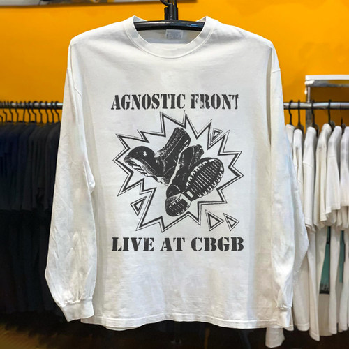 Agnostic Front 不可知论前线硬核朋克乐队马丁靴印花潮酷长袖T恤