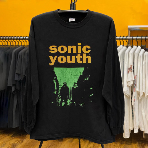 音速青年Sonic Youth乐队人像剪影印花另类地下摇滚重磅棉长袖T恤