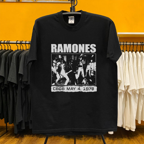 重磅纯棉 Ramones雷蒙斯摇滚乐队演出场景印花vtg复古百搭短袖T恤