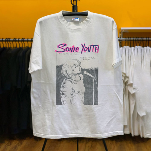 音速青年乐队Sonic Youth复古漫画女主唱印花美式摇滚纯棉短袖T恤