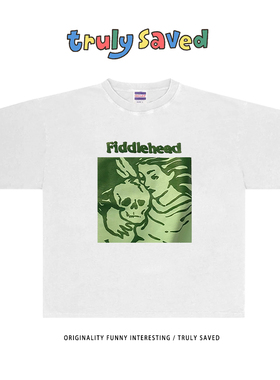 250克重磅纯棉！2025年夏季新款绿色天使创意别致印花设计感短袖T