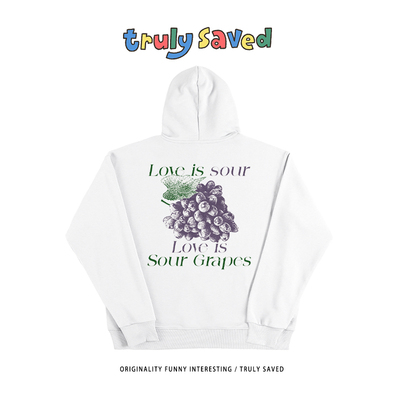 Truly saved工作室 古着感vintage葡萄插画阿美咔叽复古连帽卫衣