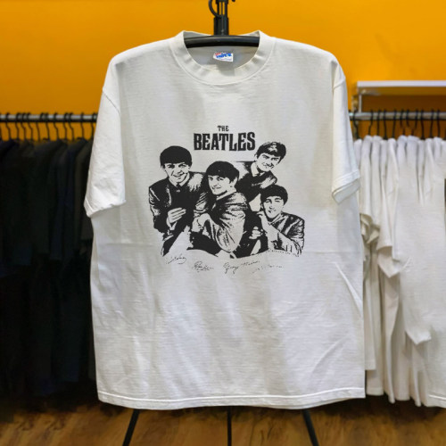 The Beatles披头士乐队印花美式复古黑白插画宽松短袖男女同款T恤