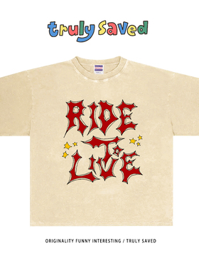 250克重磅纯棉！创意手绘红色英文设计感短袖T恤oversize潮牌上衣