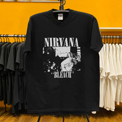朋克鼻祖Nirvana涅槃乐队专辑《Bleach》美式复古摇滚纯棉短袖T恤