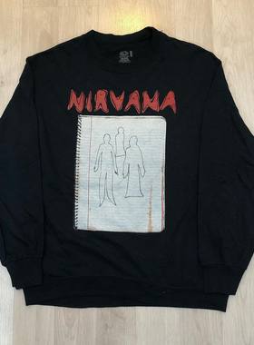 Nirvana涅槃乐队美式复古vintage潮牌圆领套头卫衣oversize风黑色