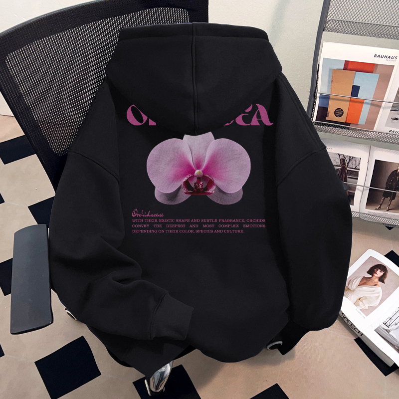 美式复古花卉潮牌vintage连帽卫衣男女款街头风宽松套头上衣秋冬