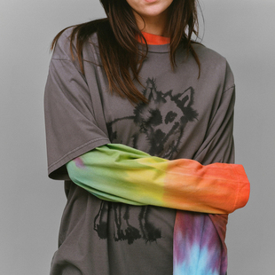 t恤男街头穿搭潮牌纯棉宽松上衣ins 直喷痞帅短袖 26SS美式 复古数码