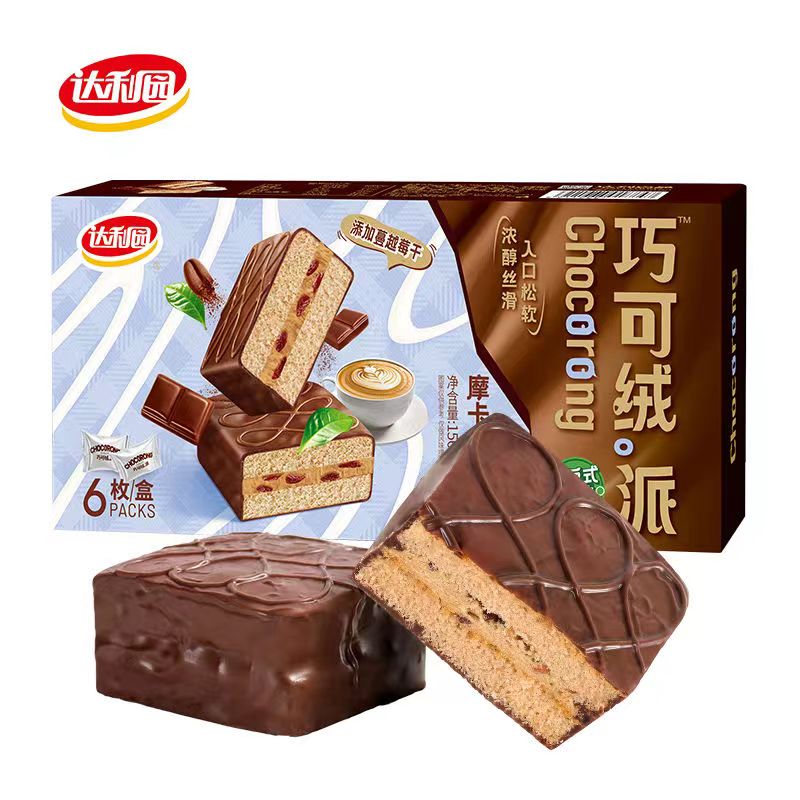 临期J19 达利园巧可绒派156g盒装早餐糕点摩卡巧克力零食休闲零食