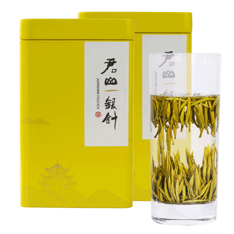 特级君山银针黄茶明前嫩芽茶十大名茶官方正品100gX2罐罐装