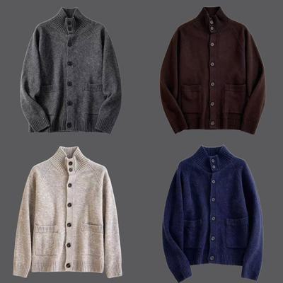 高品质男装 秋冬新款保暖百搭排扣舒芙蕾针织开衫毛衣外套/480023