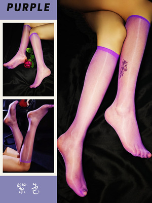 2双装超薄男女通用极光油亮无边防滑中统袜任意剪材质中筒丝袜