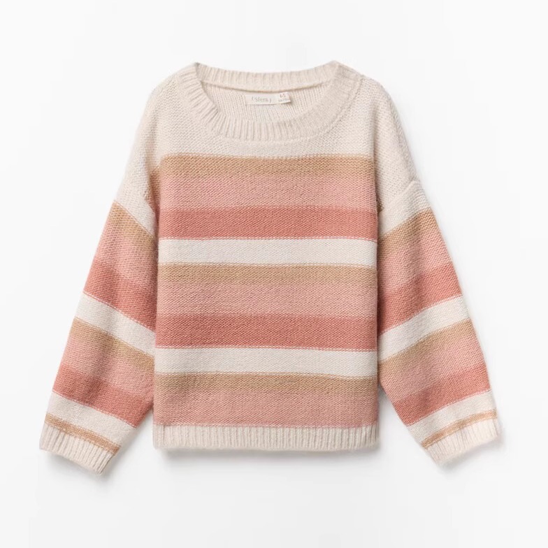 西班牙Sfera女童条纹毛衣针织衫
