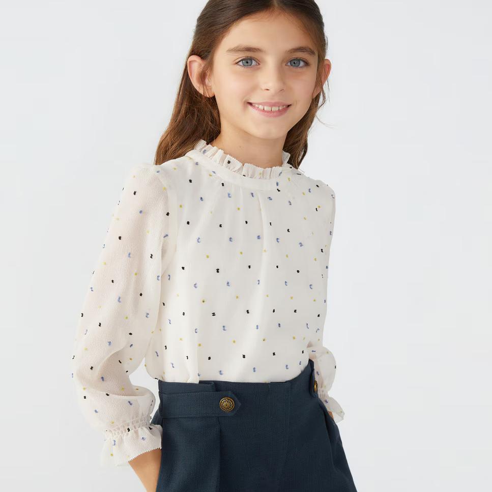 女孩大童纯棉长袖衬衫