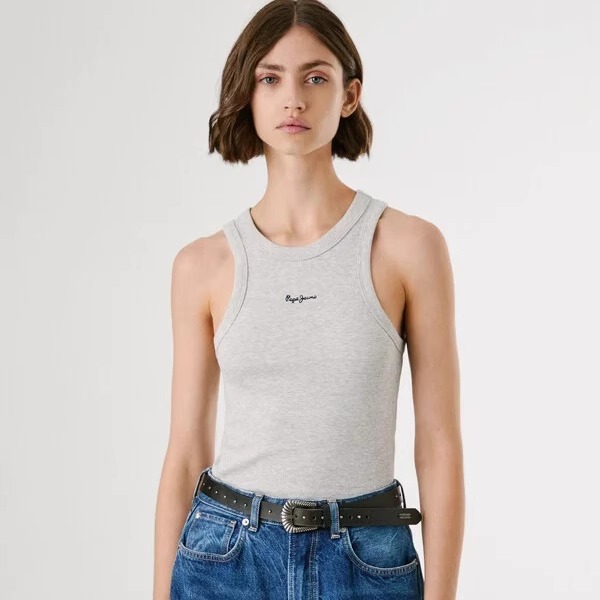 西班牙代购女棉质无袖罗纹上衣