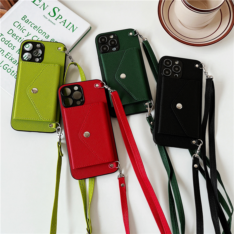 简约皮质插卡华为Mate手机壳斜挎