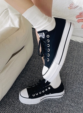 Converse匡威All Star女子经典黑白厚底增高帆布鞋560250 560251C