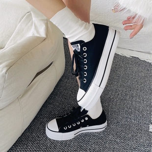 Converse匡威All Star女子经典黑白厚底增高帆布鞋560250 560251C