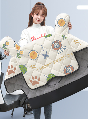 电动车挡风被冬季加绒加厚电瓶摩托车防风被冬款保暖防水罩冬天女