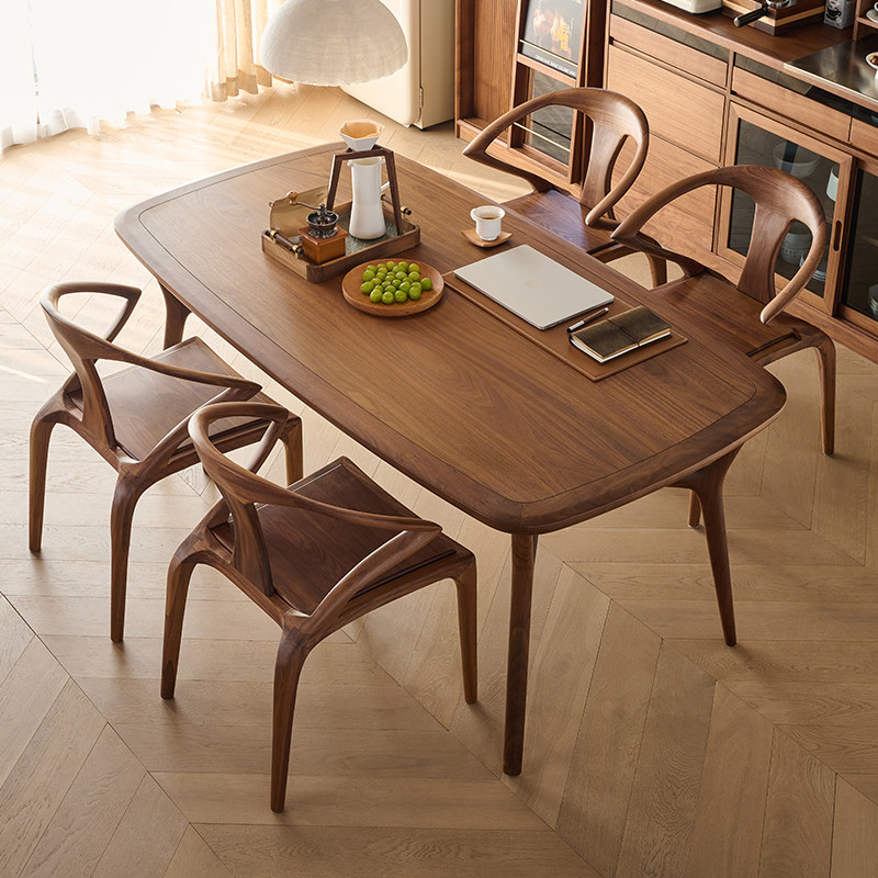 欣雅图北美黑胡桃木餐桌设计师别墅餐台高端实木饭桌家用吃饭桌子