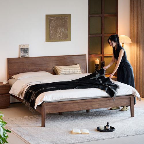 北美黑胡桃木全实木床1.5米1.8米