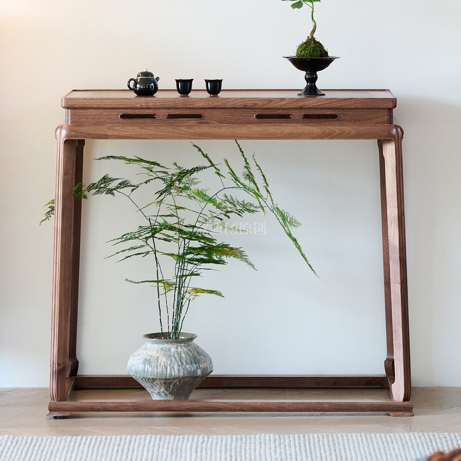 北美黑胡桃木供桌新中式实木供台家用客厅玄关桌禅意贡台供奉桌子