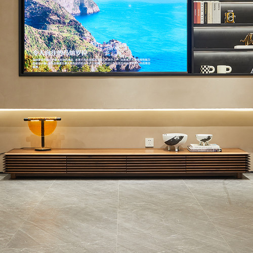 欣雅图意式黑胡桃木整装电视柜