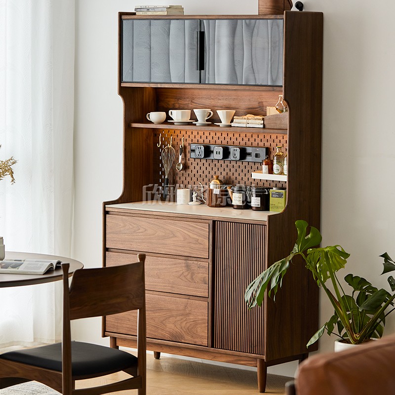 欣雅图中古风黑胡桃木餐边柜