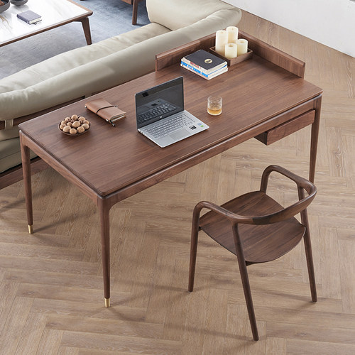 意式风北美黑胡桃木家用轻奢书桌