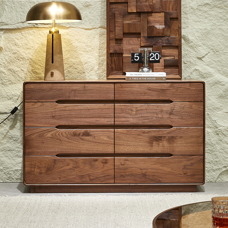 欣雅图意式极简黑胡桃木八斗柜