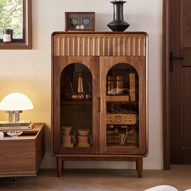北美黑胡桃木酒柜客厅靠墙置物架实木展示柜家用储酒柜电视柜边柜,住宅家具,酒柜,淘宝优惠券,粉丝福利购,淘宝优惠卷