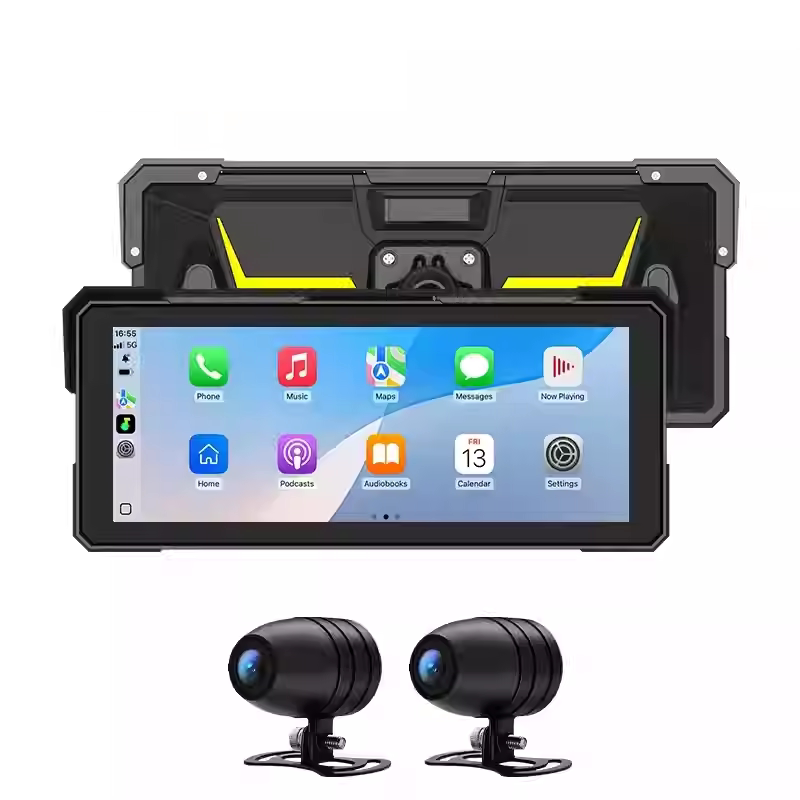 8.1 Inch摩托机车GPS无线carplay投屏导航防水WIFI行车记录仪胎压