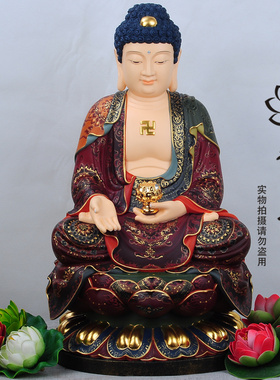台湾纯铜鎏金彩绘三宝佛