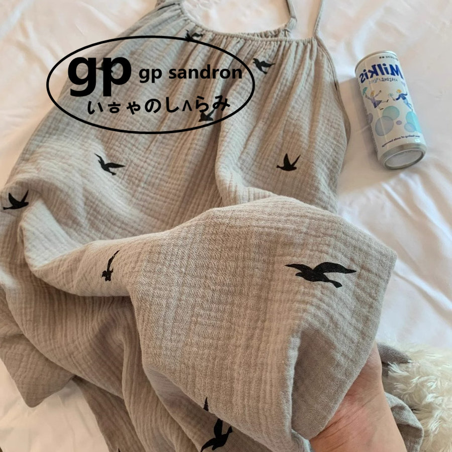GP Sandron纯棉纱布吊带睡裙女夏季薄款甜美可爱少女风家居服睡衣